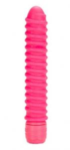 Розовый вибратор со спиралевидным рельефом Sorority Screw - 12,75 см.